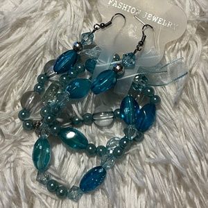 Three strand beaded bracelet set with matching earrings